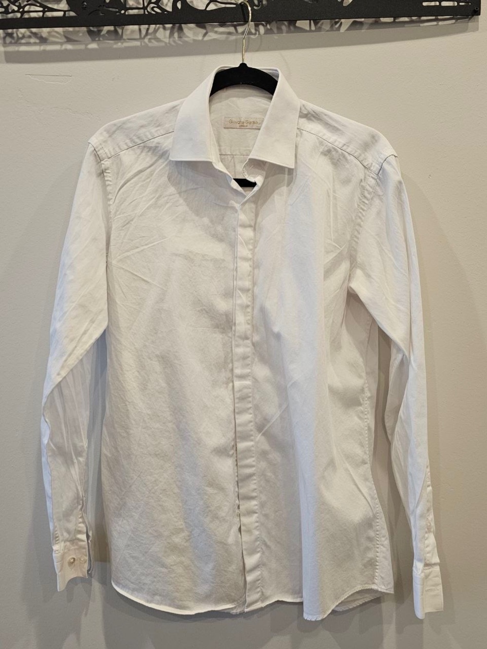 Giovane Gentile Men's White Long-Sleeve Dress Shirt